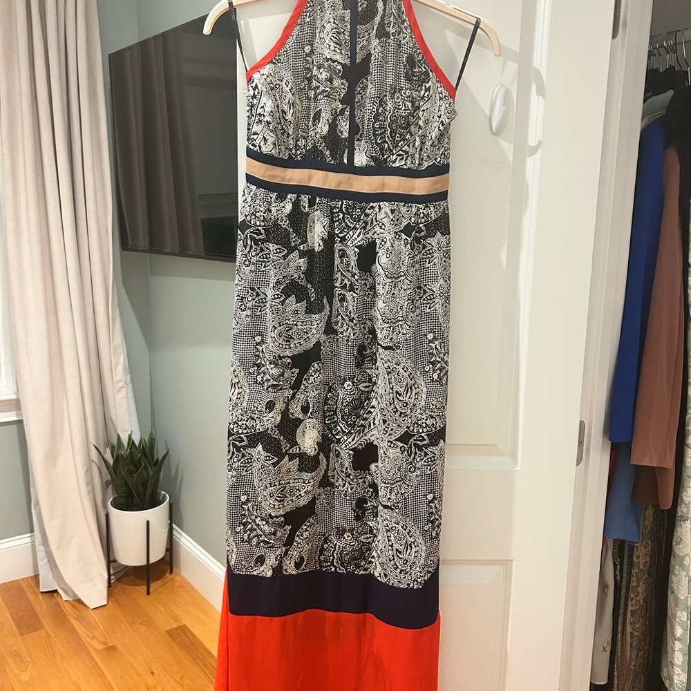 THML Black and Red Patterned Maxi Dress